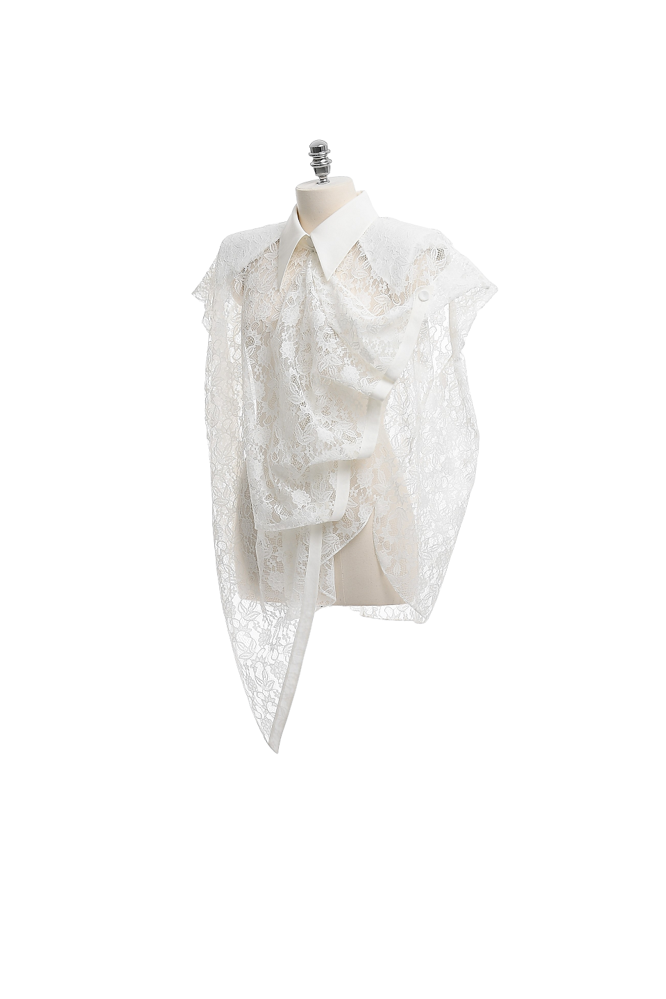 GAZE DE LIN A DRAPED SLEEVELESS LACE BLOUS - BEYMEN