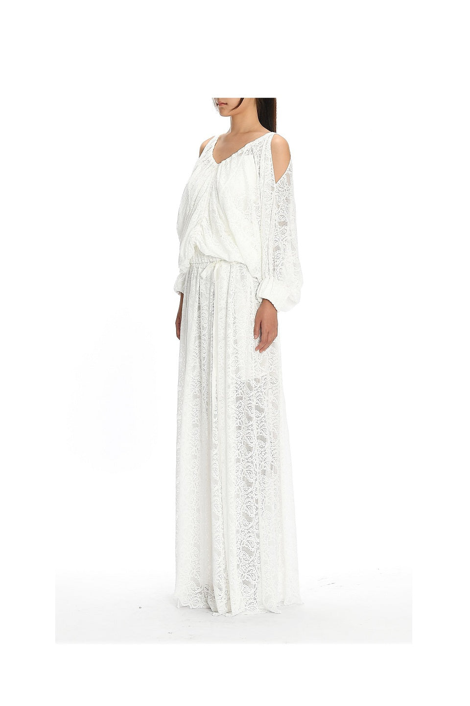 GAZE DE LIN SHIRRING PUFF SLEEVES LACE - BEYMEN