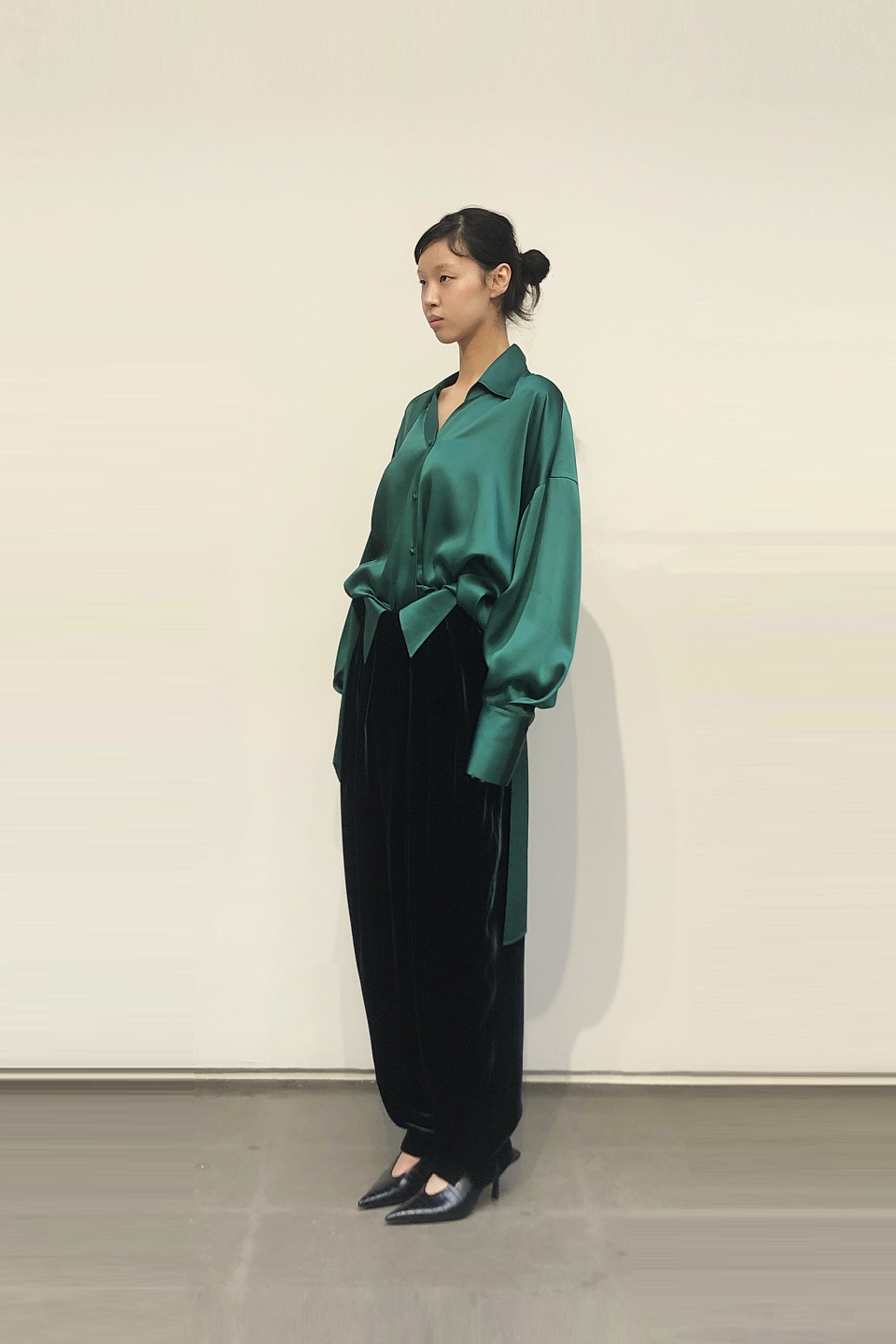 GAZE DE LIN TUCK PANTS WITH MIXED