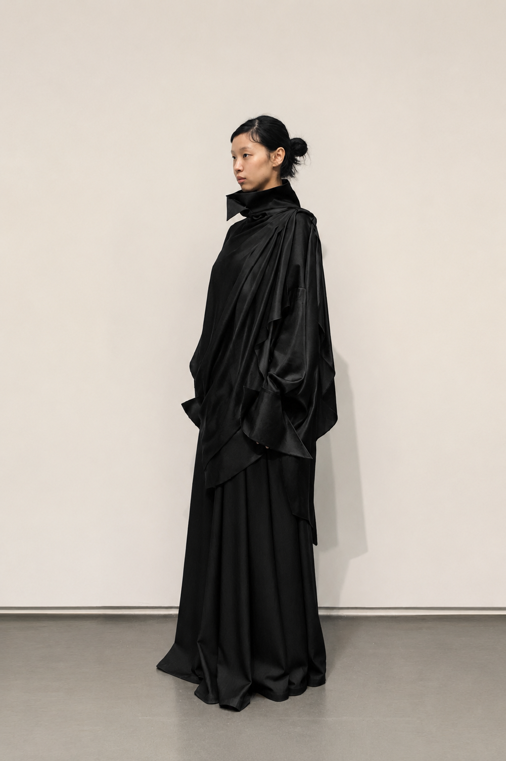 GAZE DE LIN DRAPED SHAWL SHIRT DRESS