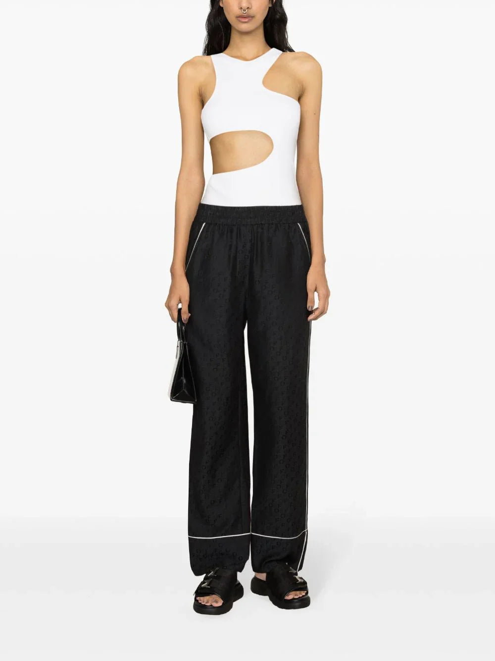 OFF-WHITE LOGO-JACQUARD TROUSERS - BEYMEN