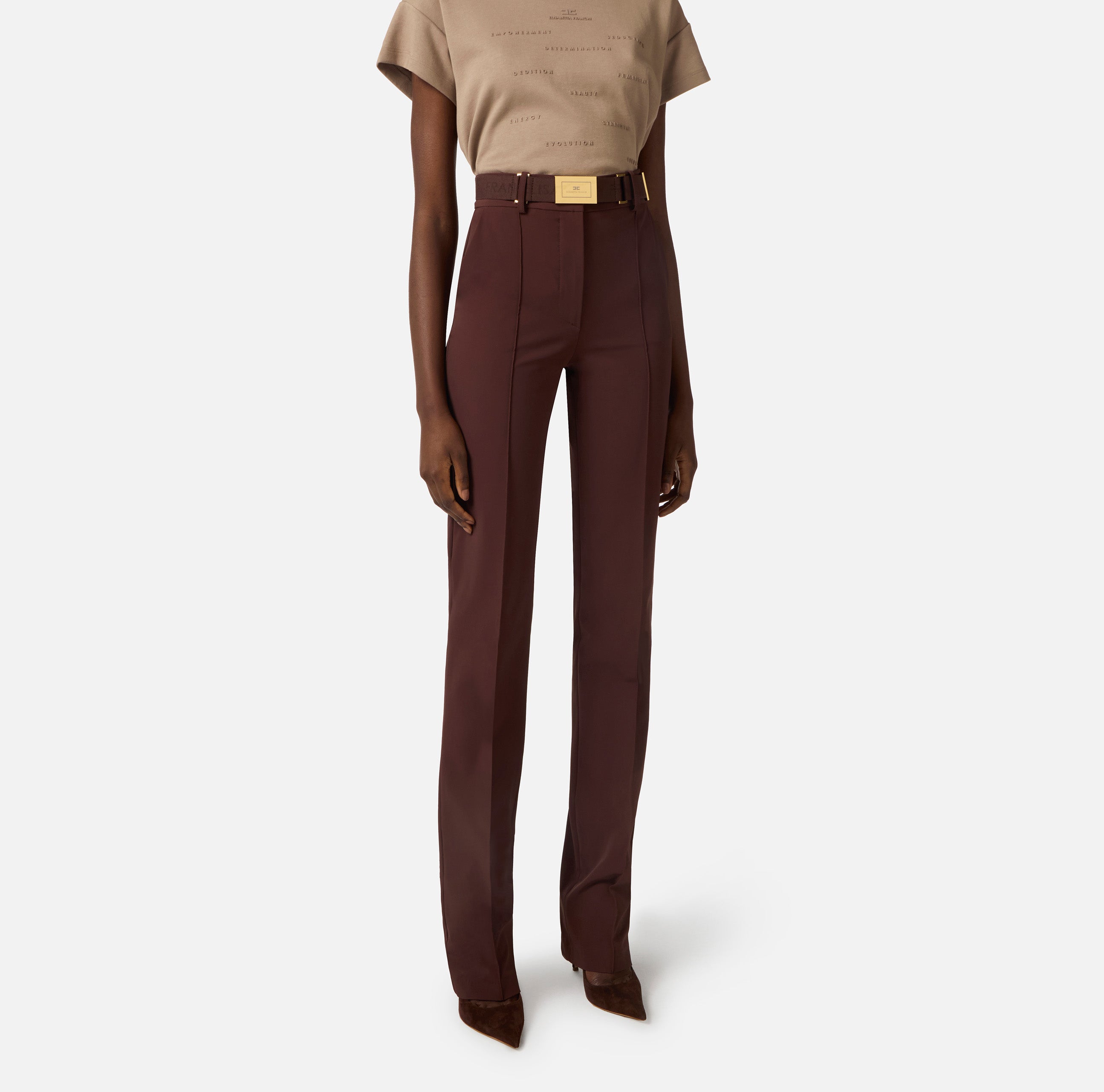ELISABETTA FRANCHI PANTALONE CON CINTURA - BEYMEN