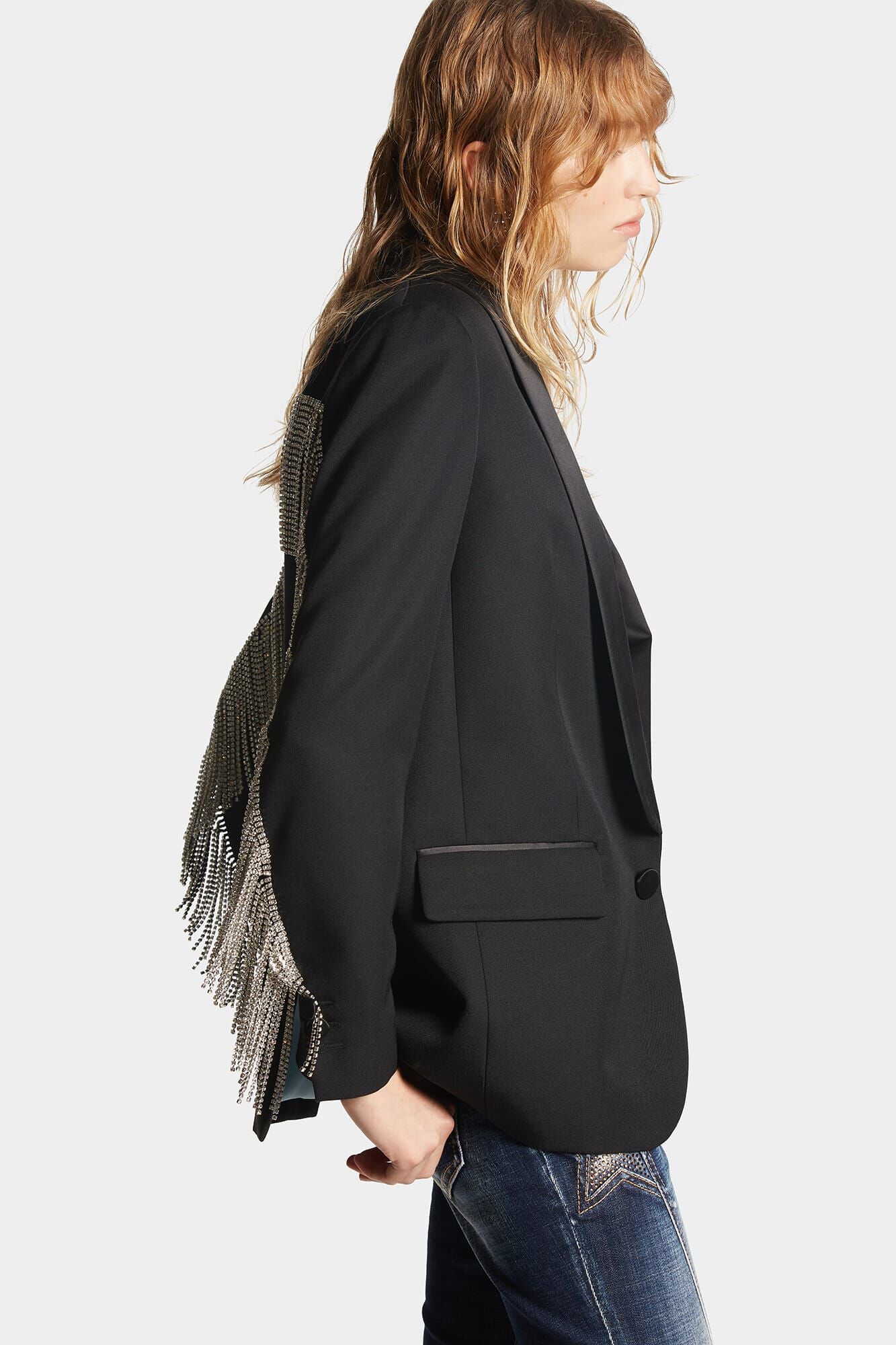 DSQUARED2 CRYSTAL FRINGED BLAZER - BEYMEN