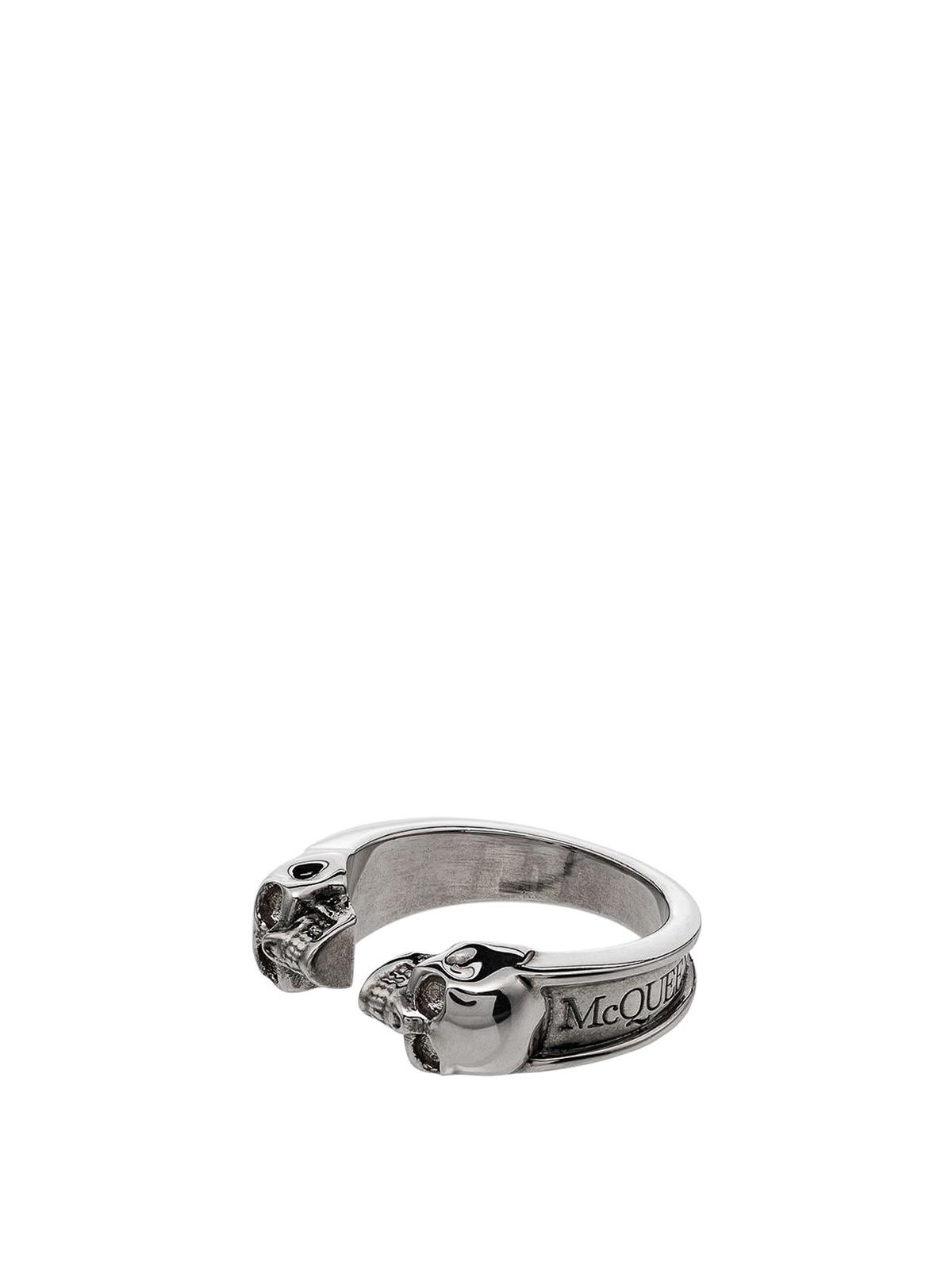 ALEXANDER MCQUEEN THIN TWIN SKULL RING OTTONE - BEYMEN