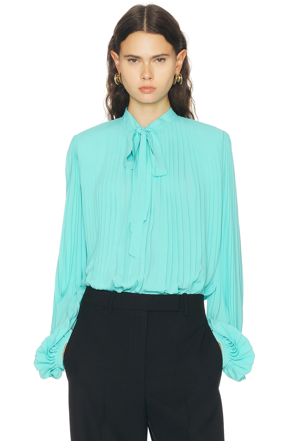 TOM FORD PLISSE LAVALLIERE SHIRT - BEYMEN