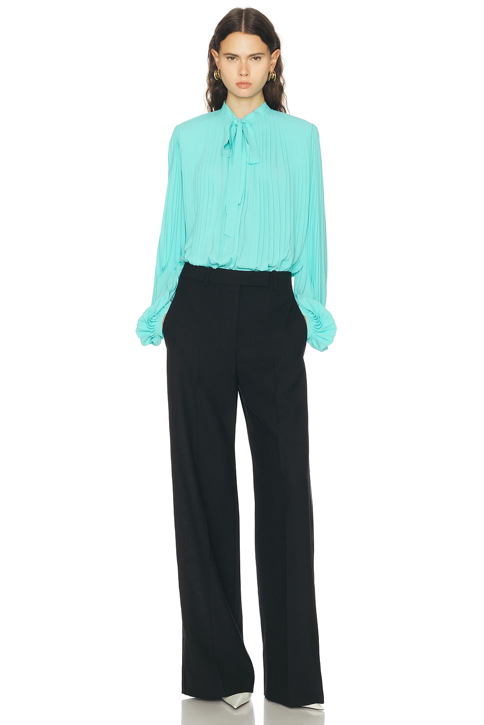 TOM FORD PLISSE LAVALLIERE SHIRT - BEYMEN