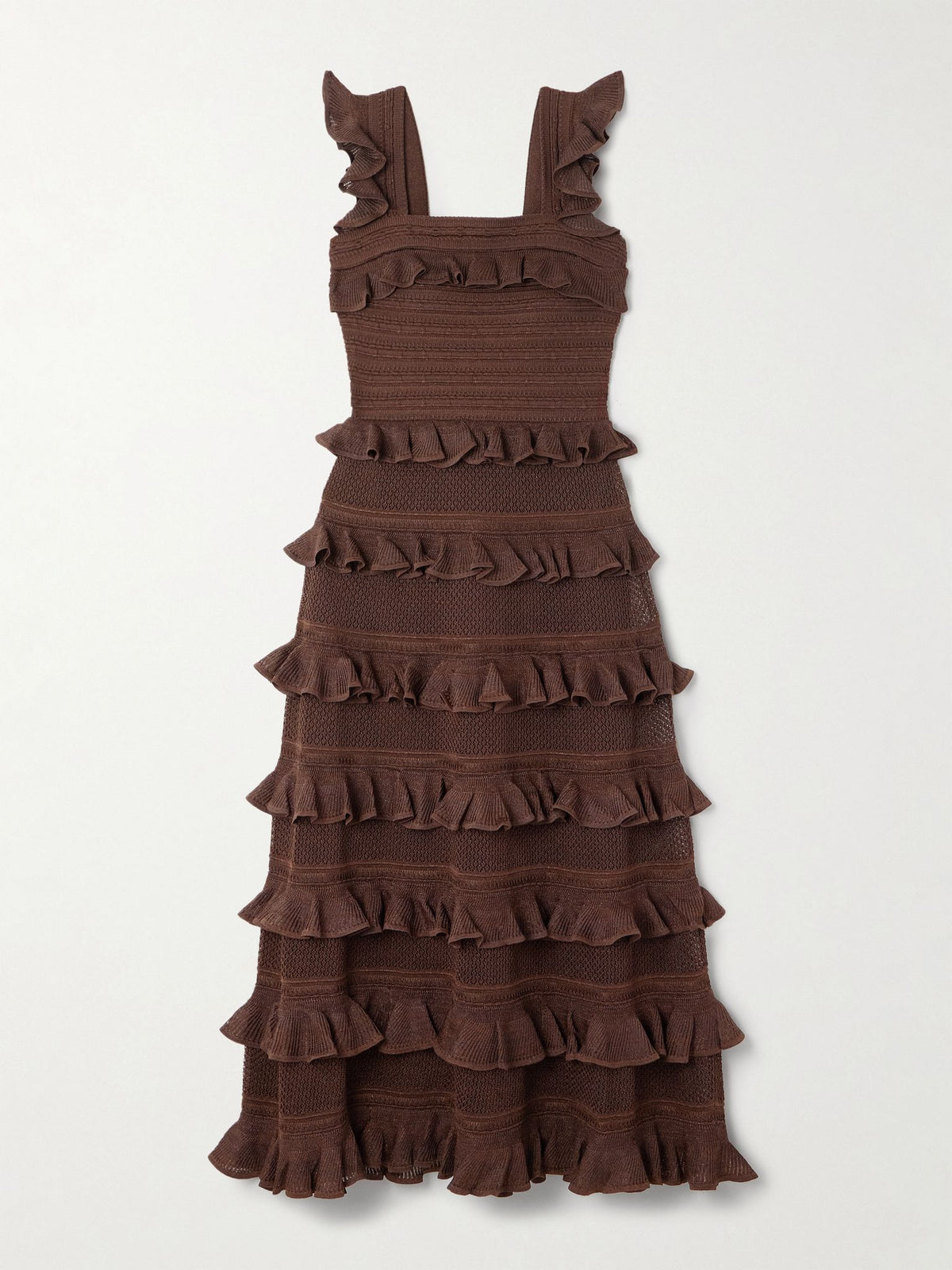 ZIMMERMAN HYPNOTIC LACE FRILL MIDI DRESS