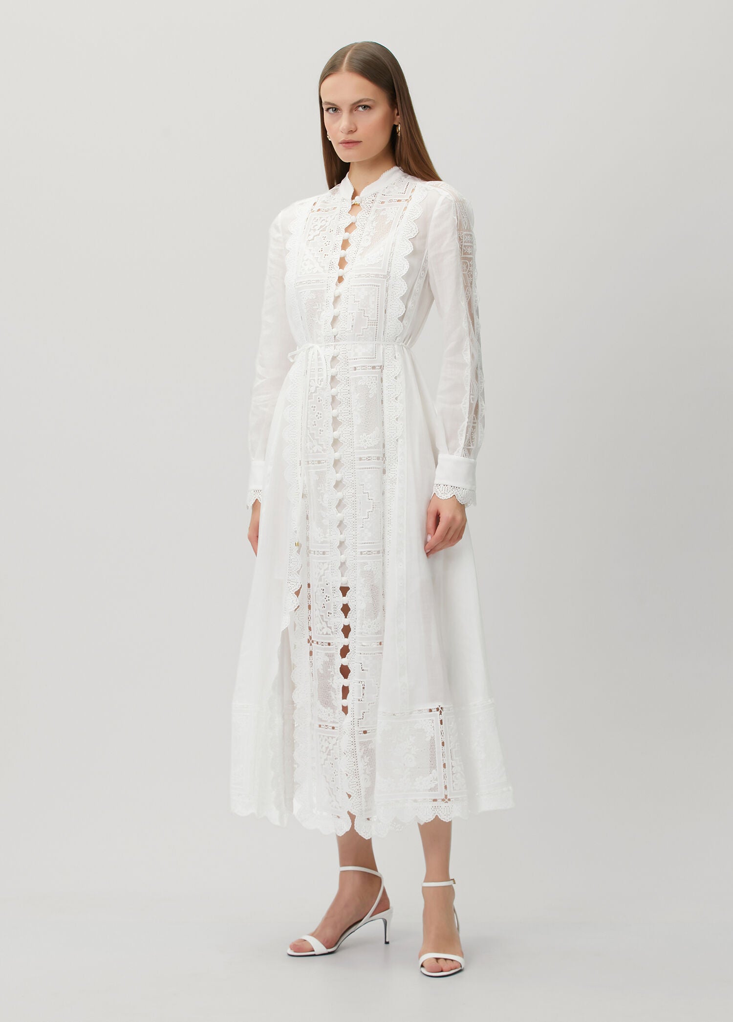 ZIMMERMAN ASTER EMBROIDERED MIDI DRESS - BEYMEN