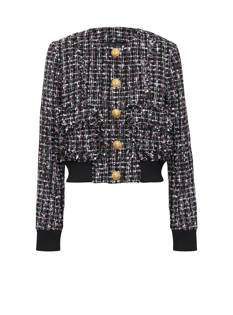 BALMAIN BUTTONED TWEED BLOUSON - BEYMEN