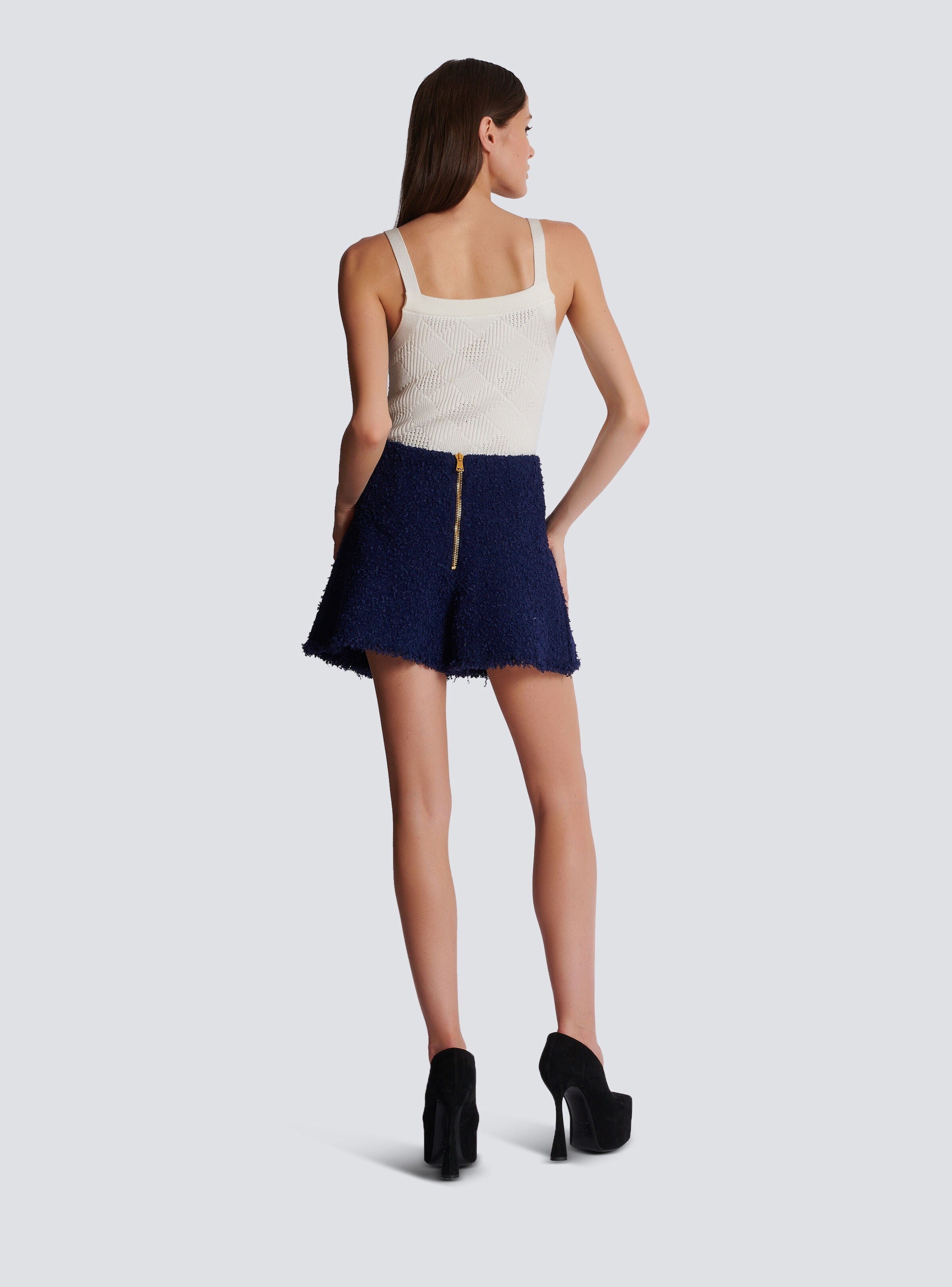 BALMAIN BELTED TWEED SHORTS - BEYMEN