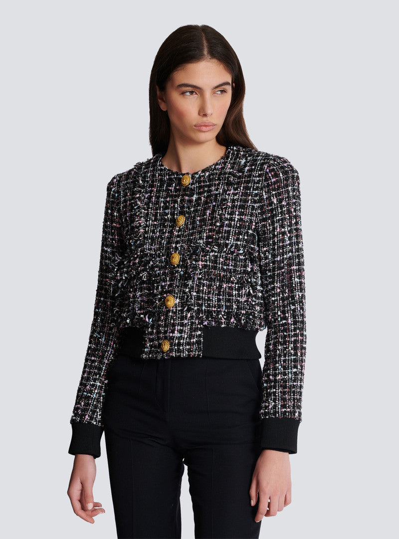 BALMAIN BUTTONED TWEED BLOUSON - BEYMEN