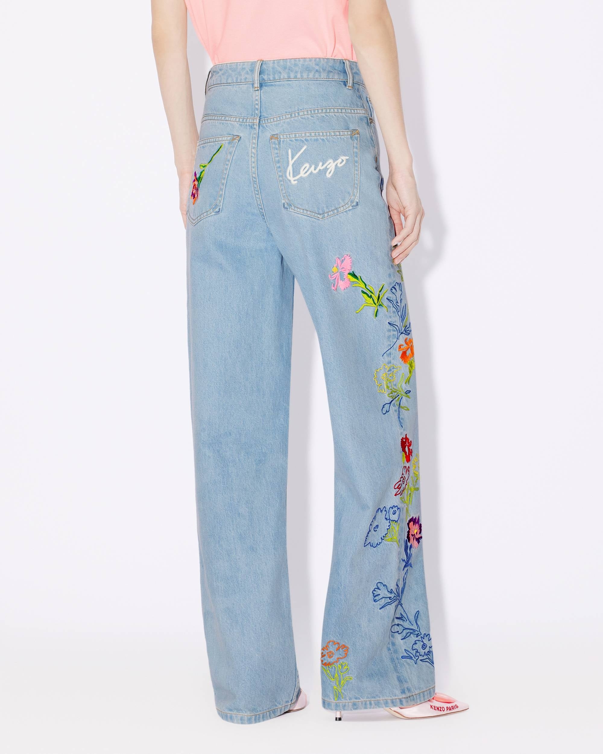 KENZO DRAWN FLOWERS AYAME WIDE JEANS - BEYMEN
