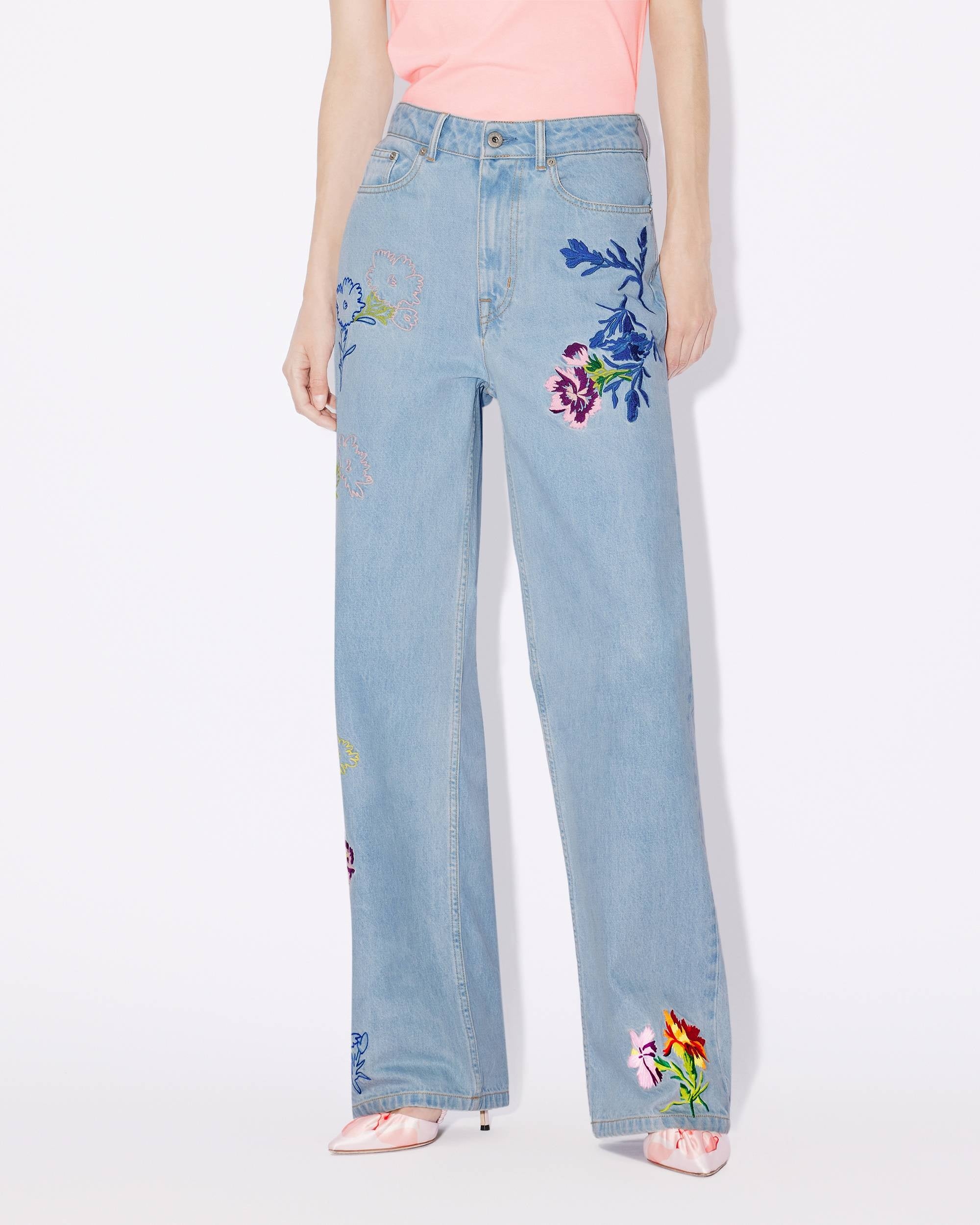 KENZO DRAWN FLOWERS AYAME WIDE JEANS - BEYMEN