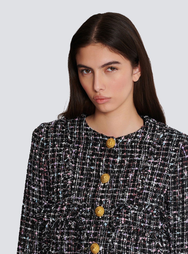 BALMAIN BUTTONED TWEED BLOUSON - BEYMEN