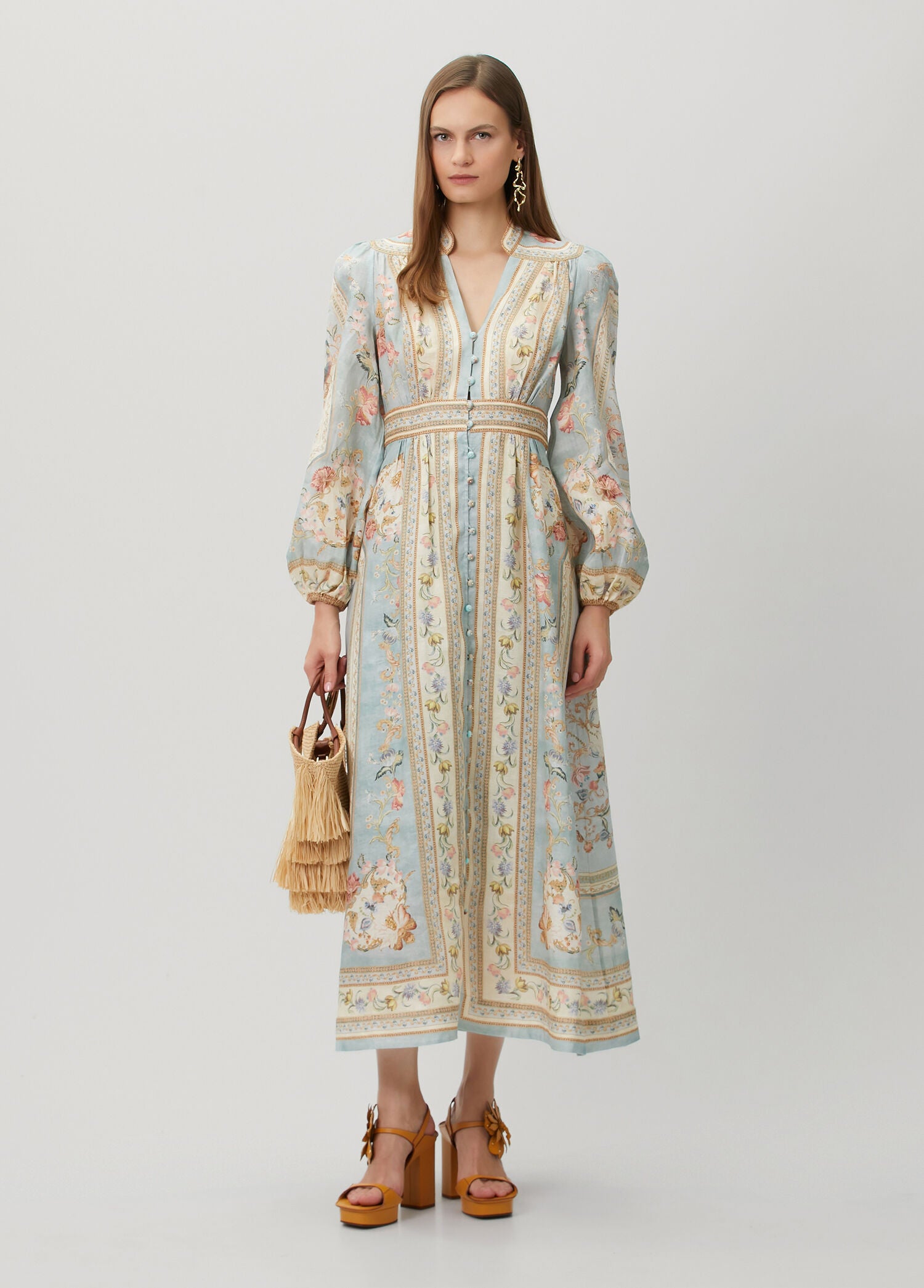 ZIMMERMAN ROSELIGHT PLUNGE MIDI DRESS - BEYMEN