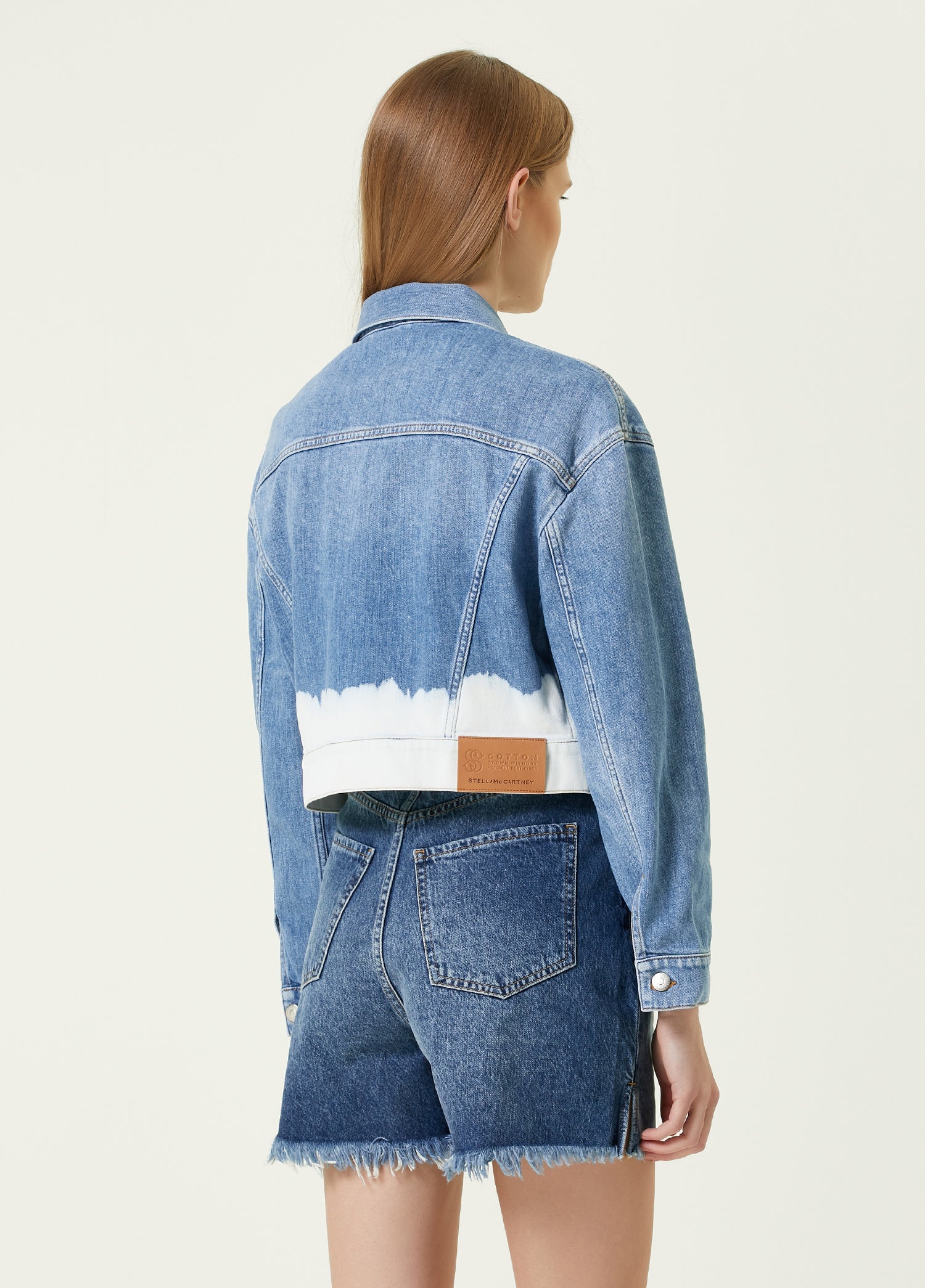 STELLA MCCARTNEY DIP DYE CROP DENIM JACKET - BEYMEN