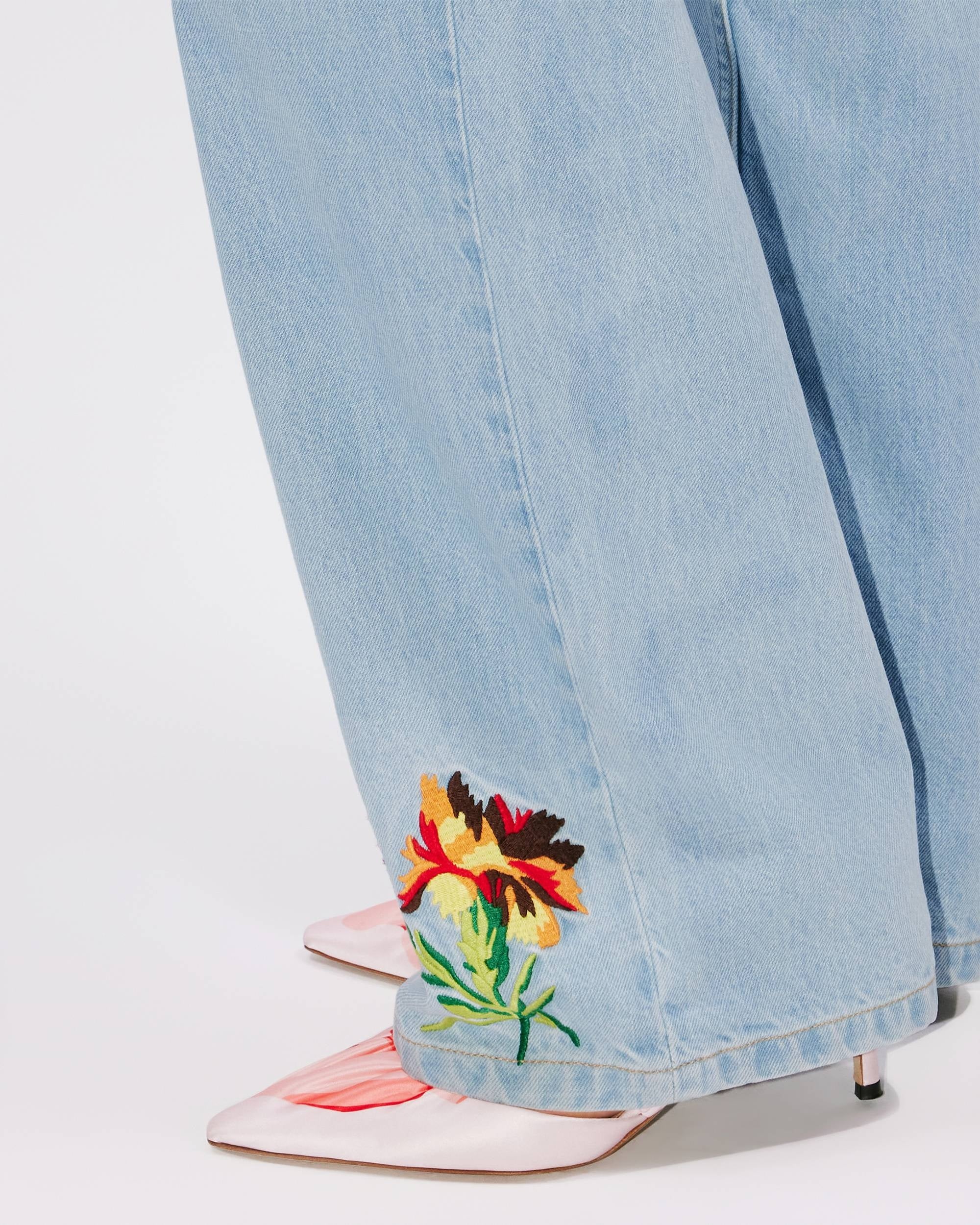 KENZO DRAWN FLOWERS AYAME WIDE JEANS - BEYMEN
