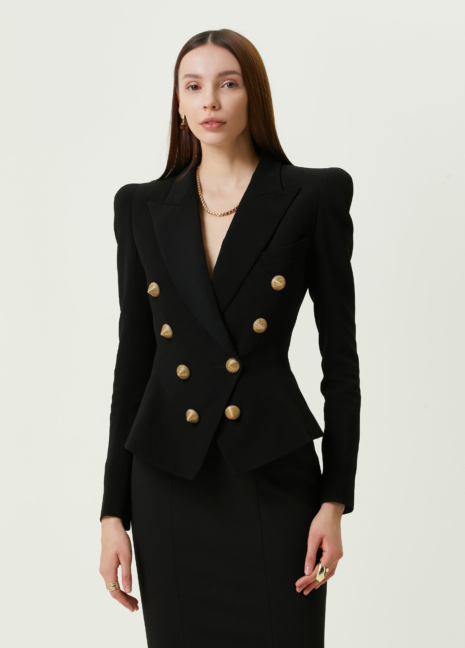 BALMAIN 8 BTN CREPE FITTED BLAZER - BEYMEN