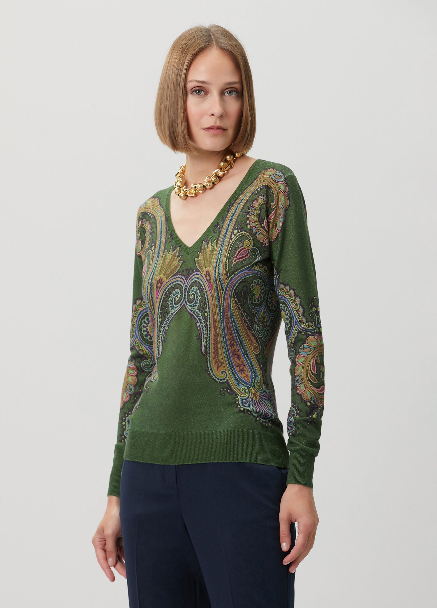 ETRO WOMEN'S V-NECK KNITTED TOP - BEYMEN