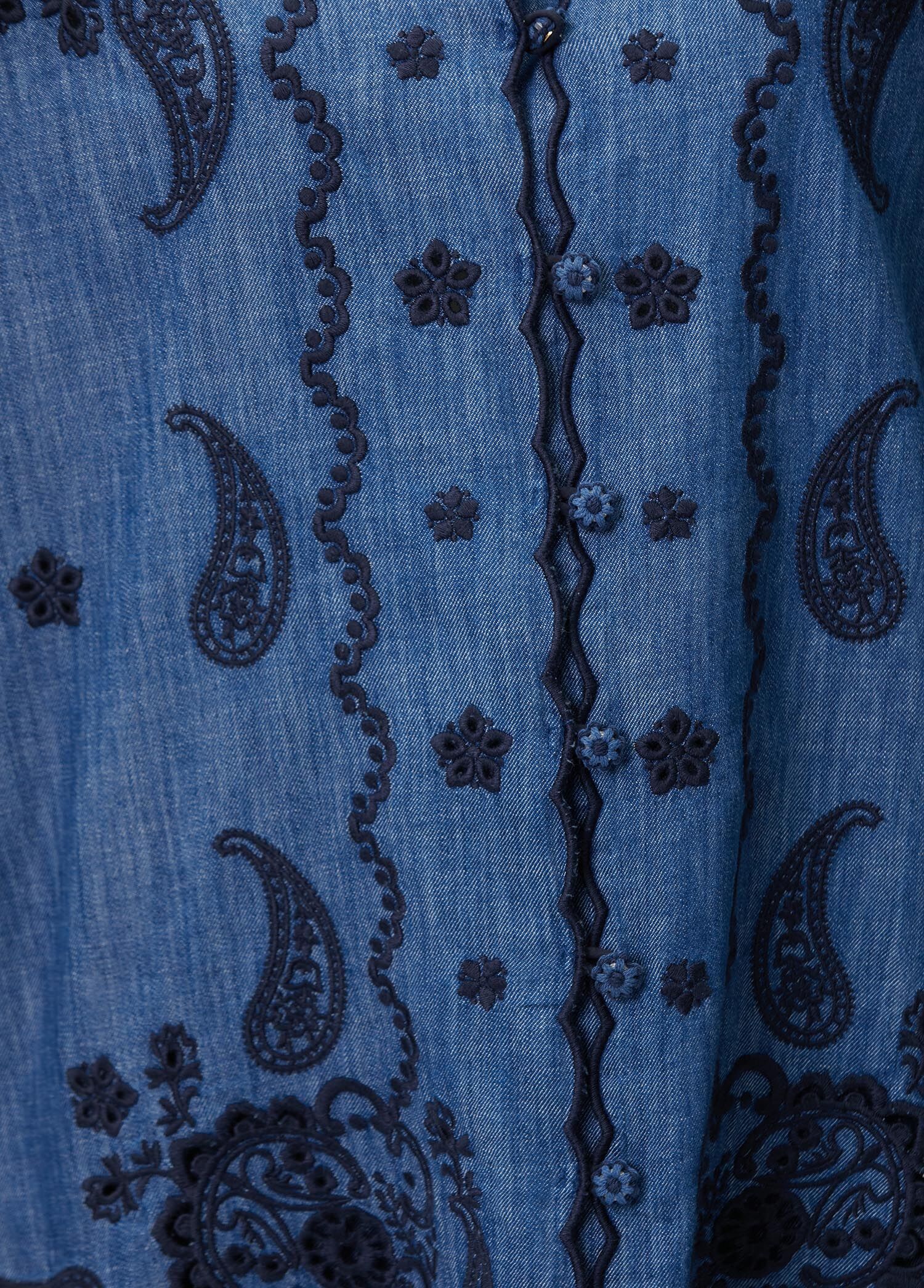 ZIMMERMAN ASTER EMBROIDERED DENIM SHIRT - BEYMEN