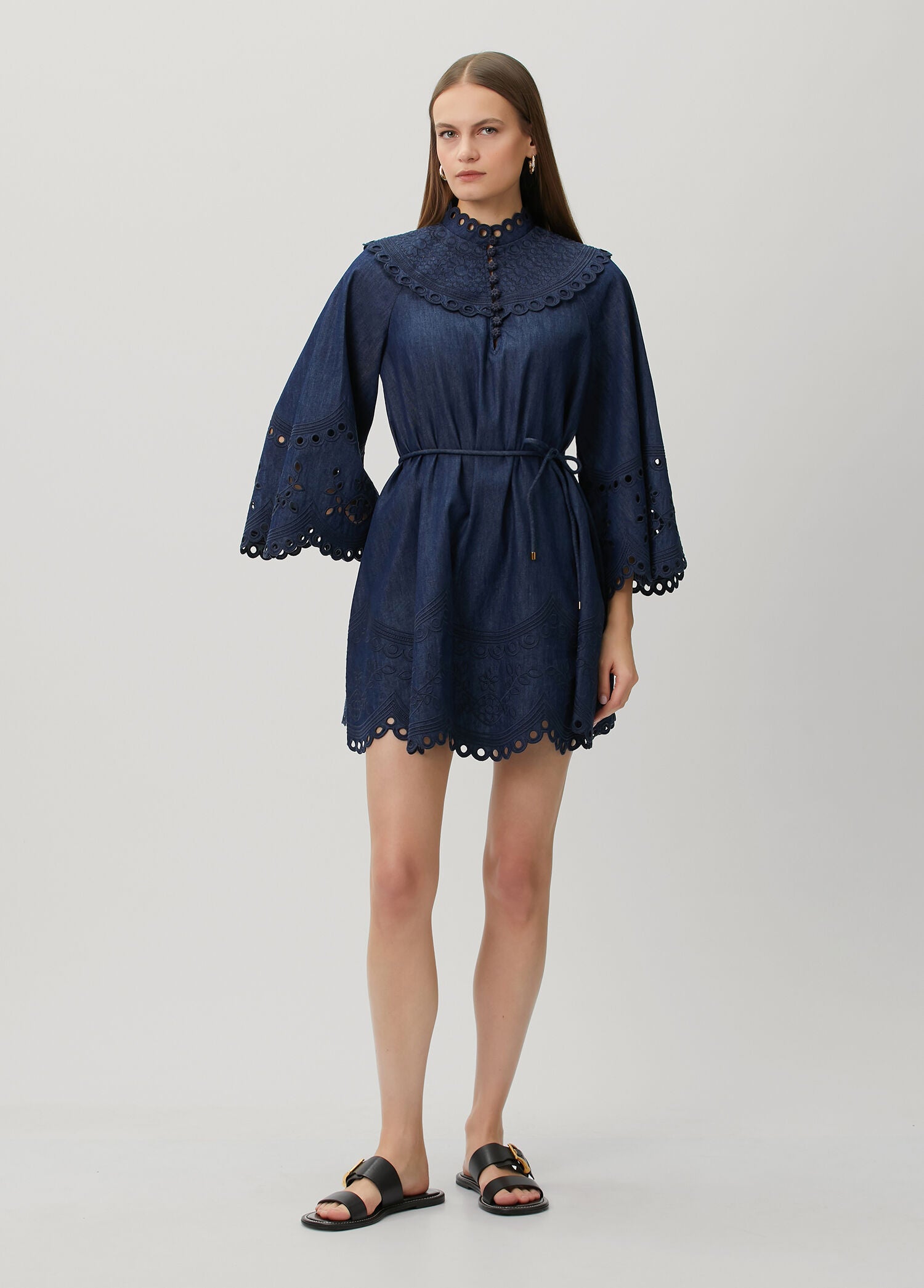 ZIMMERMAN MAHON BRODERIE DENIM MINI - BEYMEN