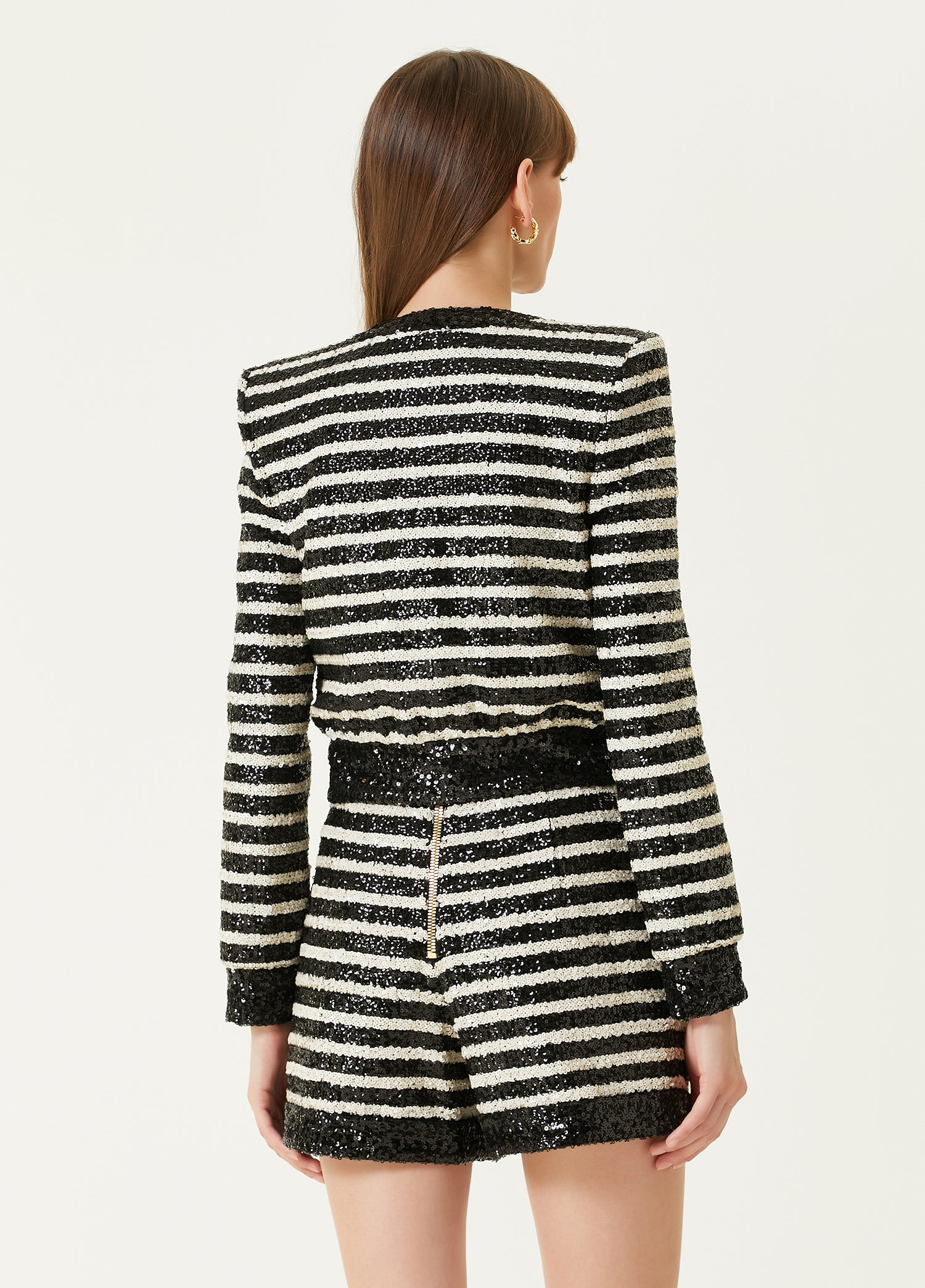 BALMAIN PKT GLITTERED STRIPE JACKET - BEYMEN