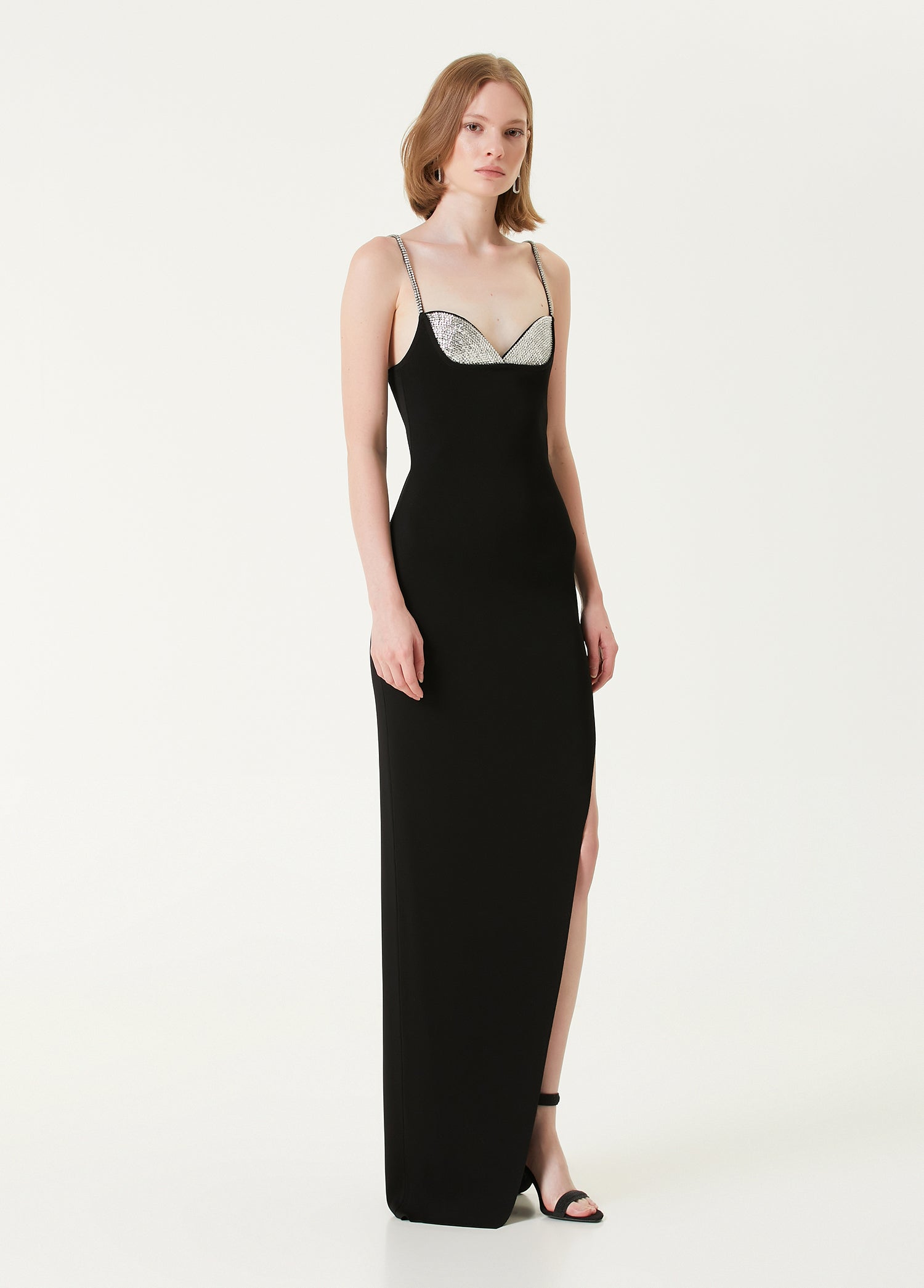 BALMAIN STRAP KNIT LONG SLIT DRESS - BEYMEN