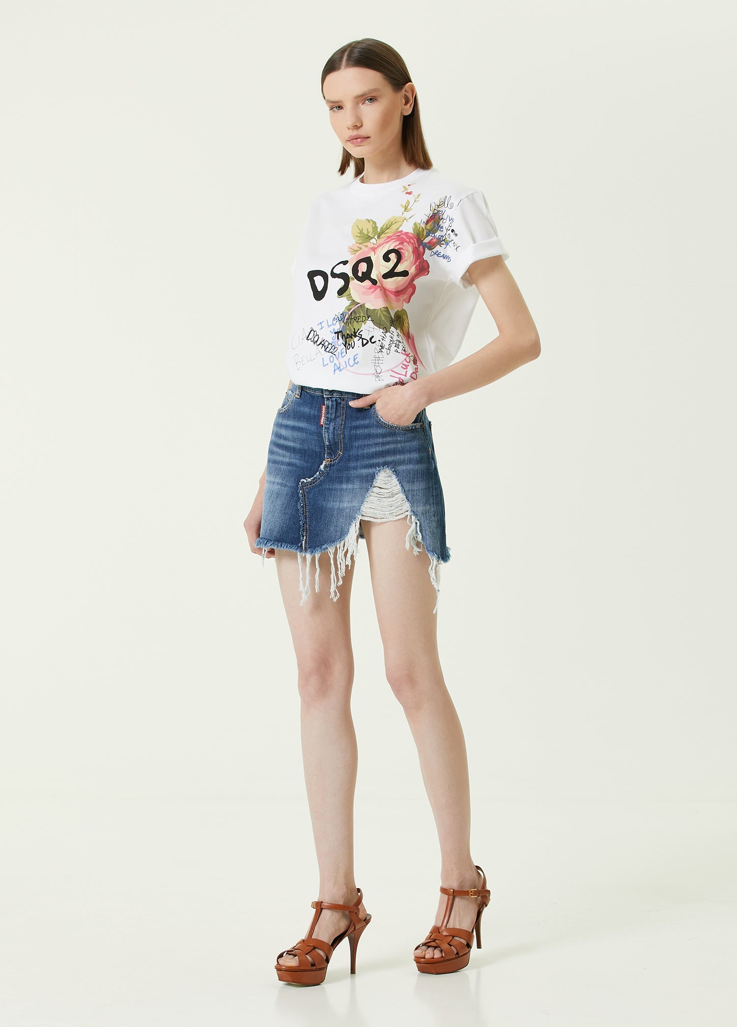 DSQUARED2 FRINGED MINI SKT - BEYMEN