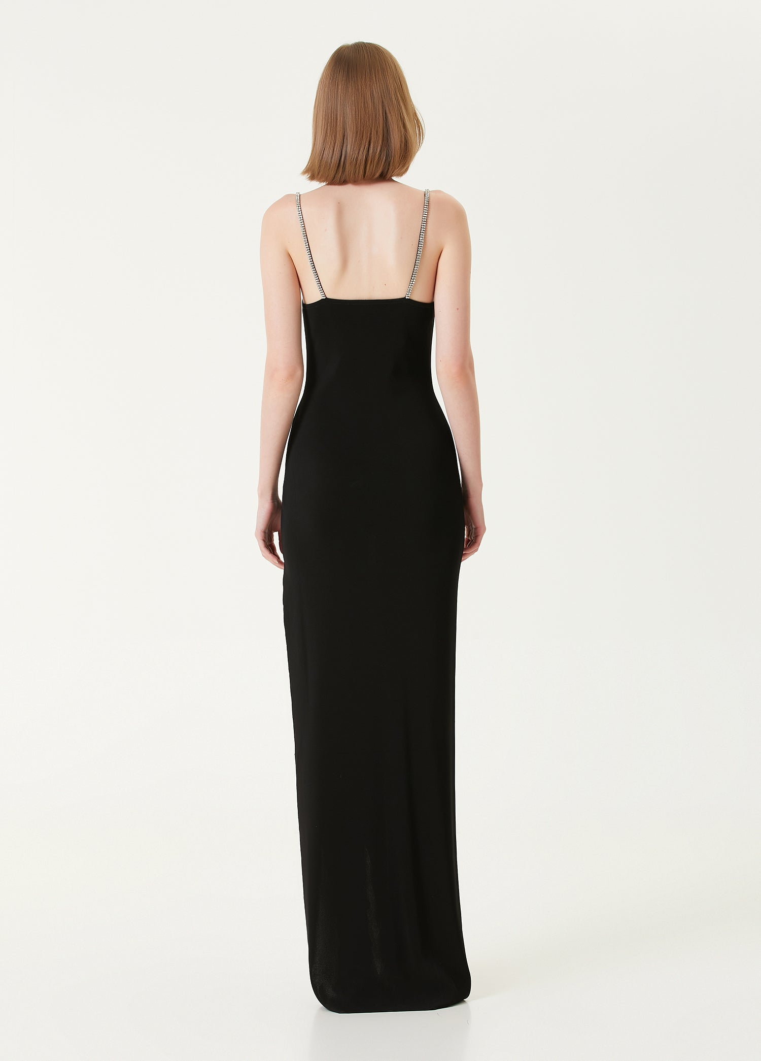 BALMAIN STRAP KNIT LONG SLIT DRESS - BEYMEN