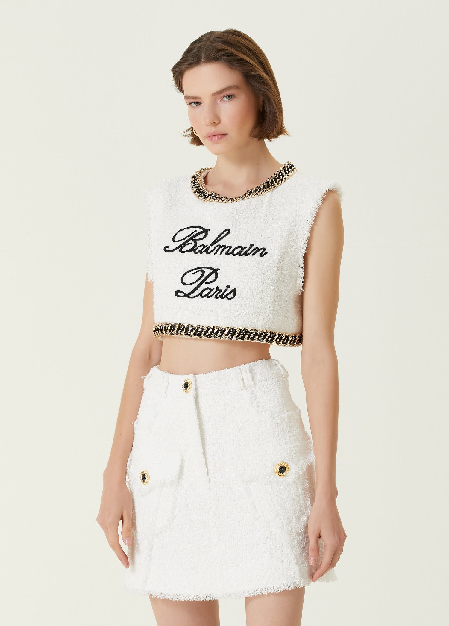 BALMAIN TWEED CROP TOP - BEYMEN