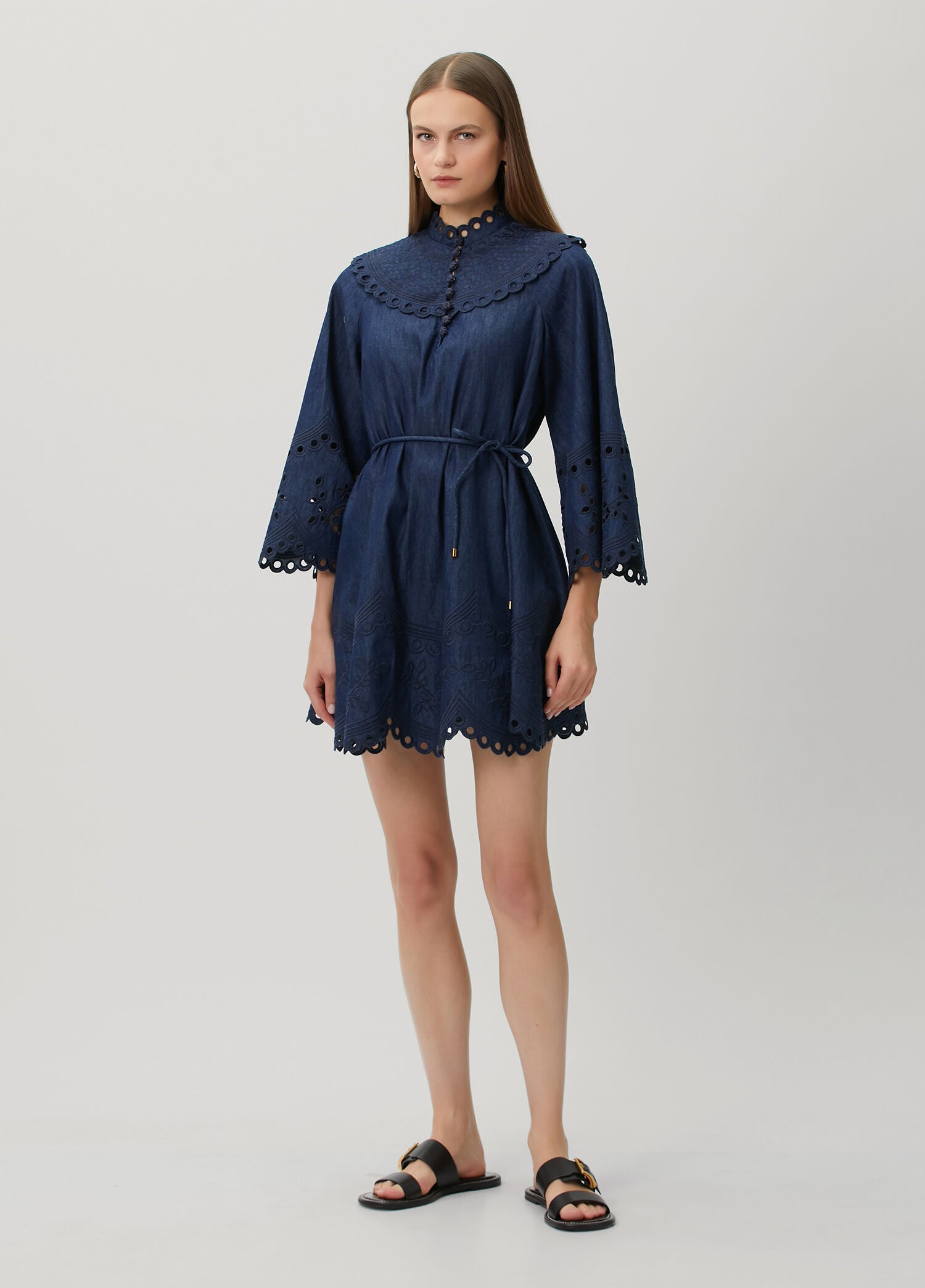 ZIMMERMAN MAHON BRODERIE DENIM MINI - BEYMEN