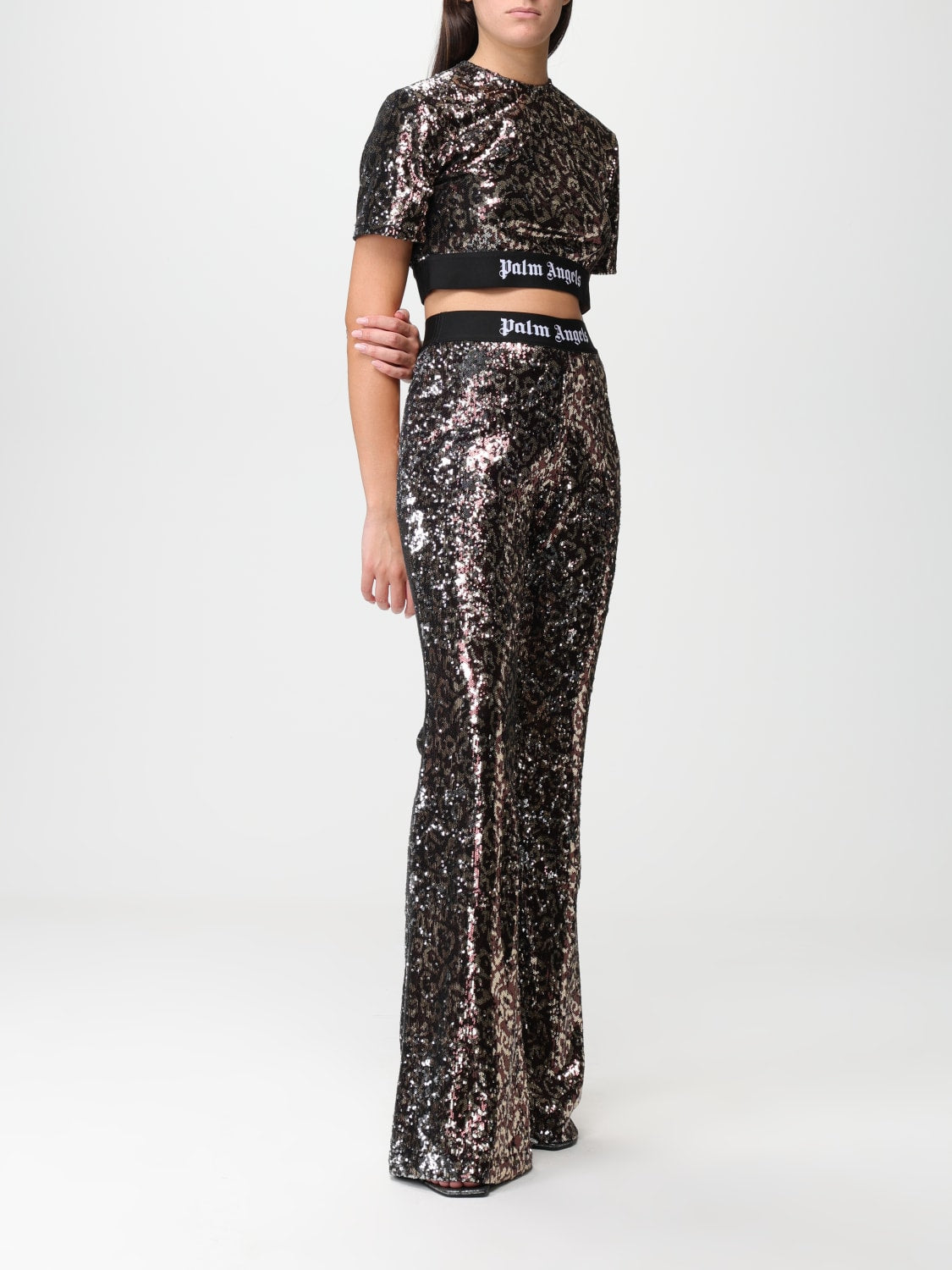 PALM ANGELS SEQUINS LOGO TAPE TEE - BEYMEN