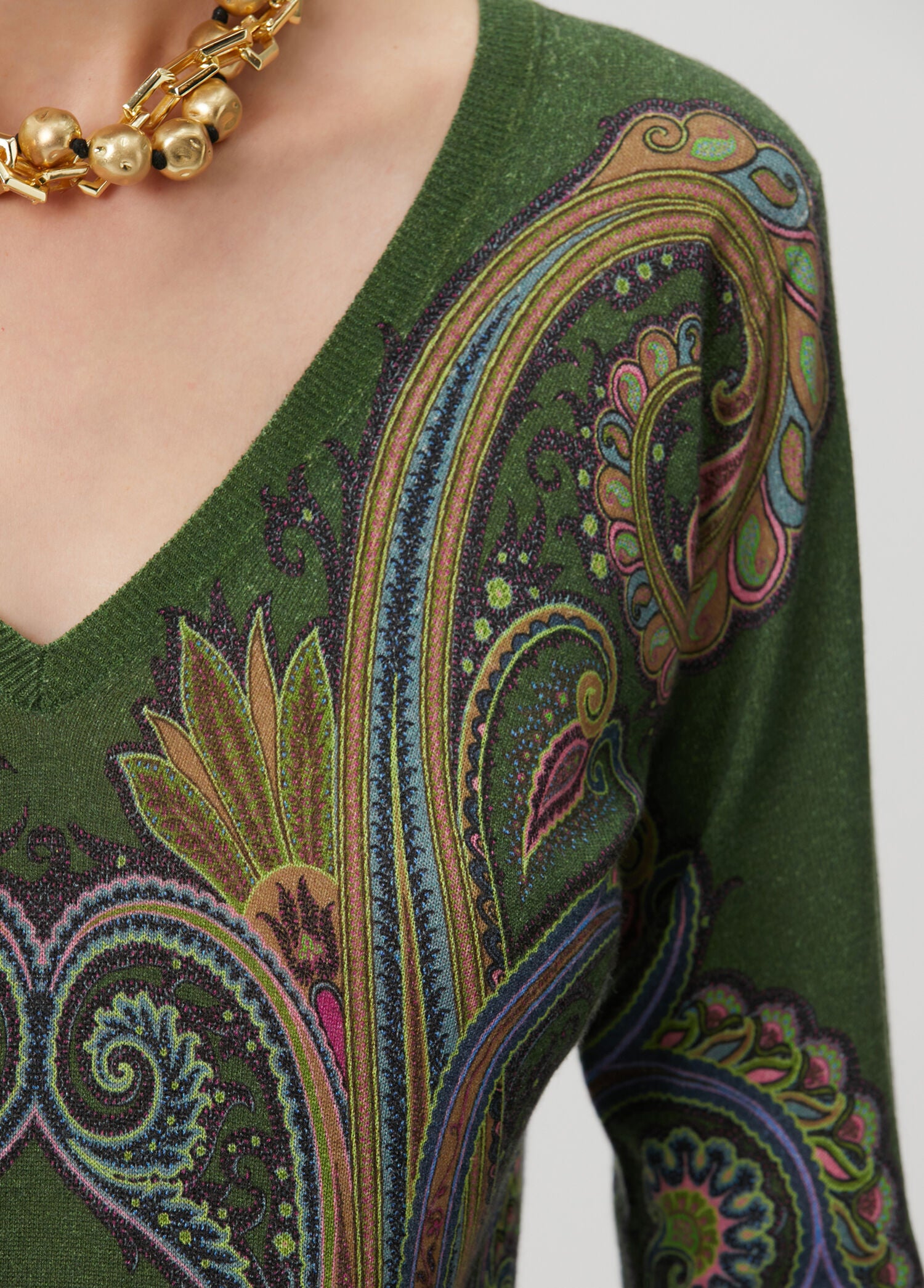 ETRO WOMEN'S V-NECK KNITTED TOP - BEYMEN