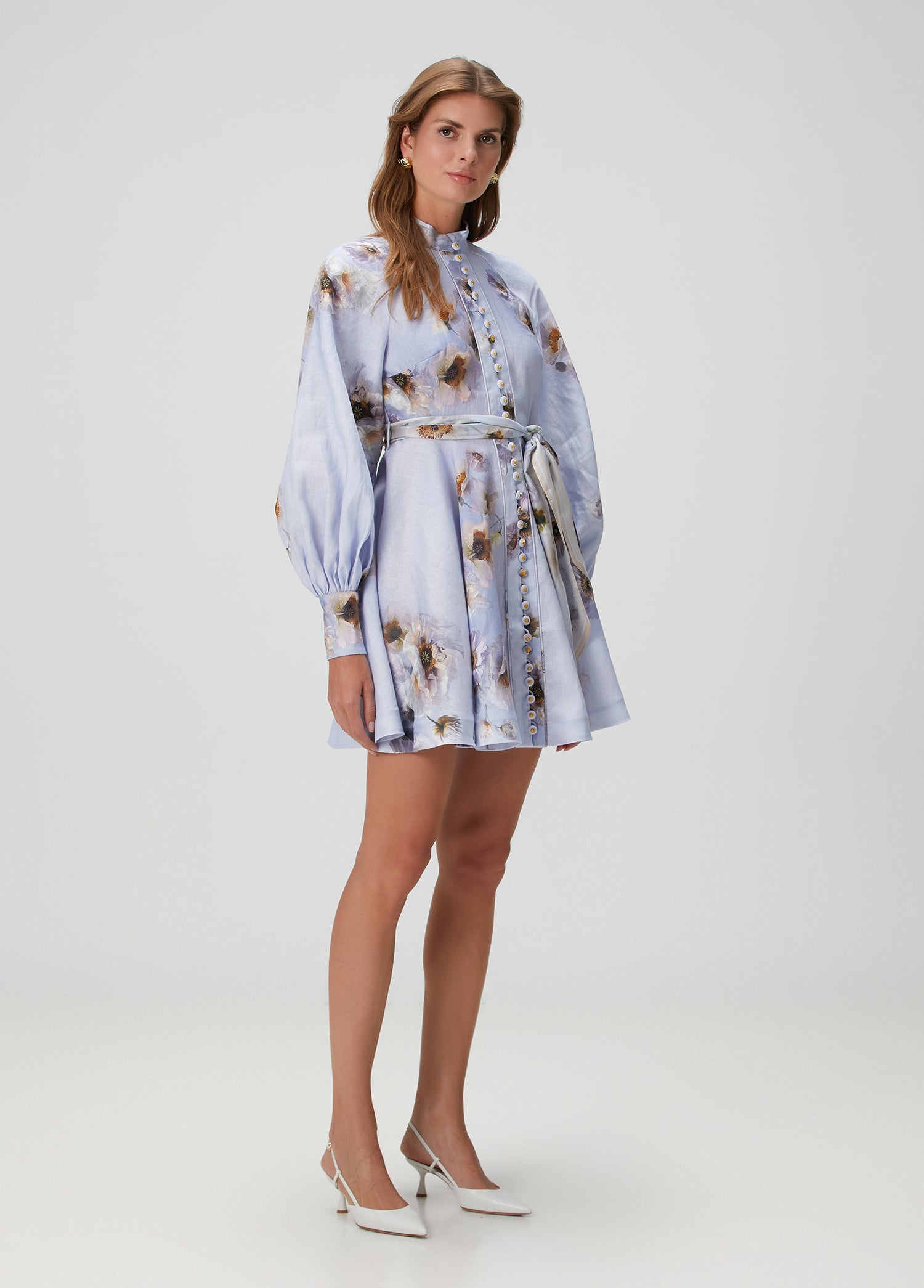 ZIMMERMAN HYPNOTIC BUTTONED MINI DRESS - BEYMEN