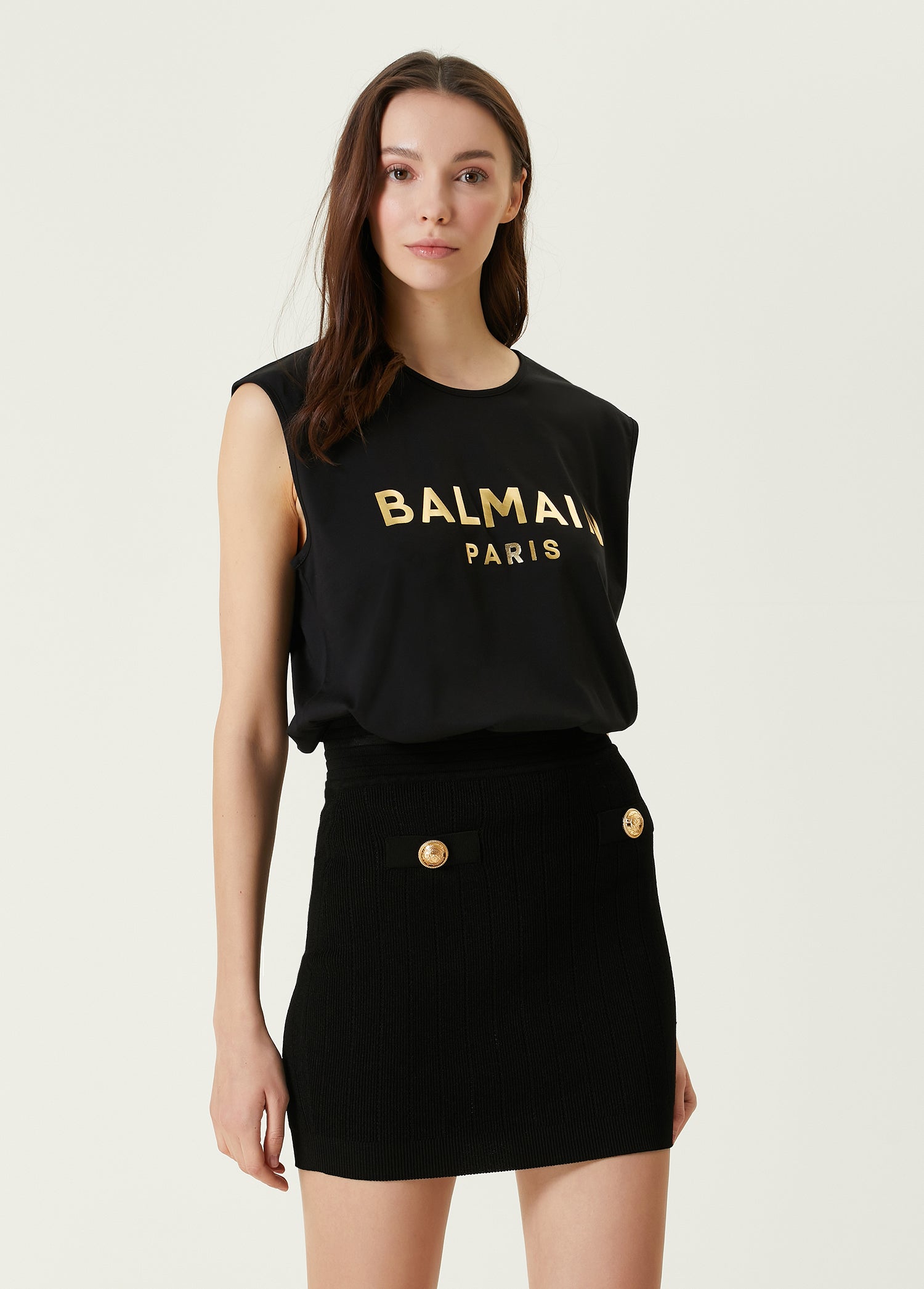 BALMAIN 3 BTN METALLIC TANK TOP - BEYMEN