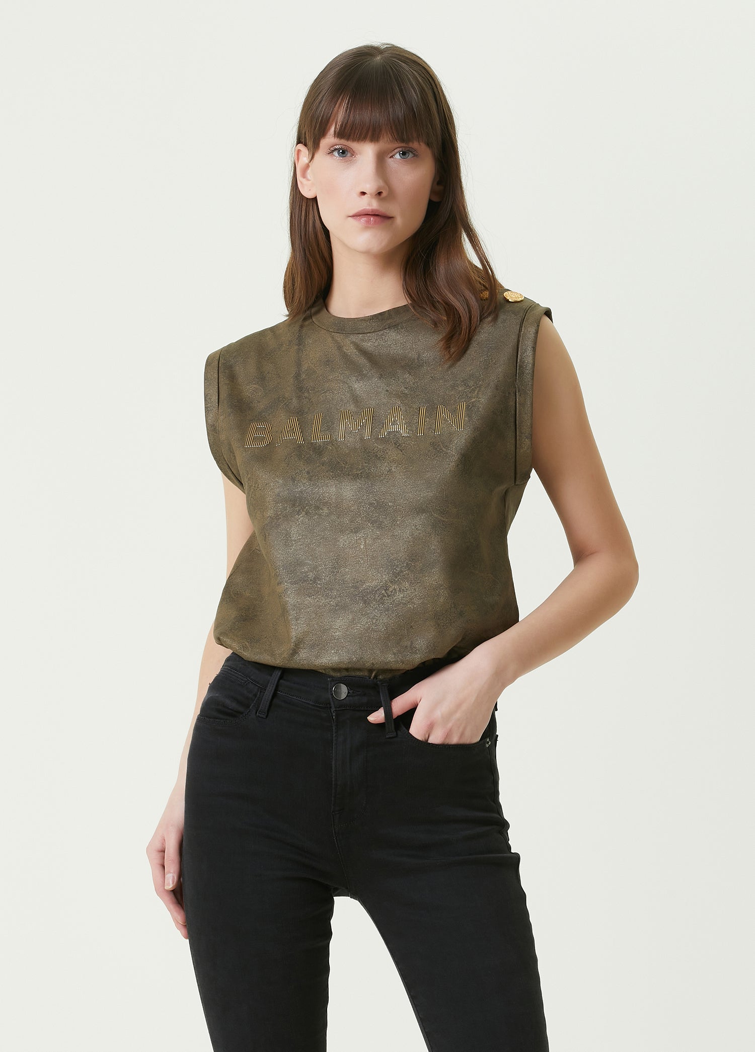 BALMAIN 3 BTN LOGO TANK TOP - BEYMEN