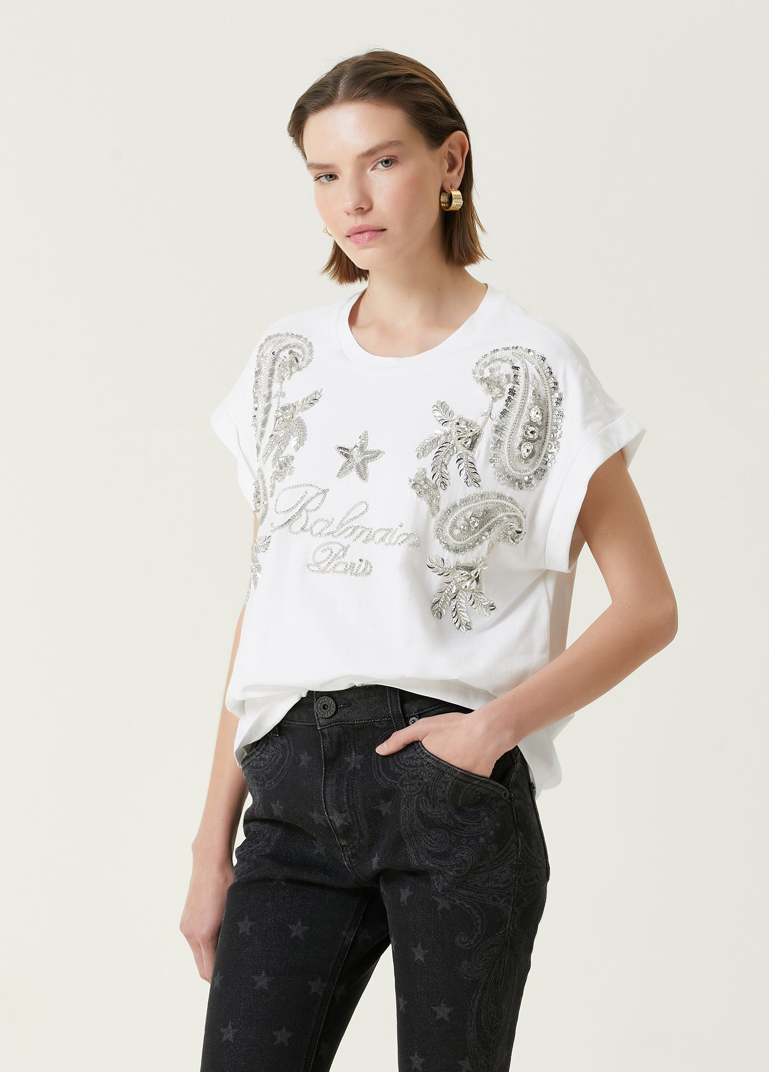 BALMAIN EMBRDR PAISLEY T-SHIRT - BEYMEN