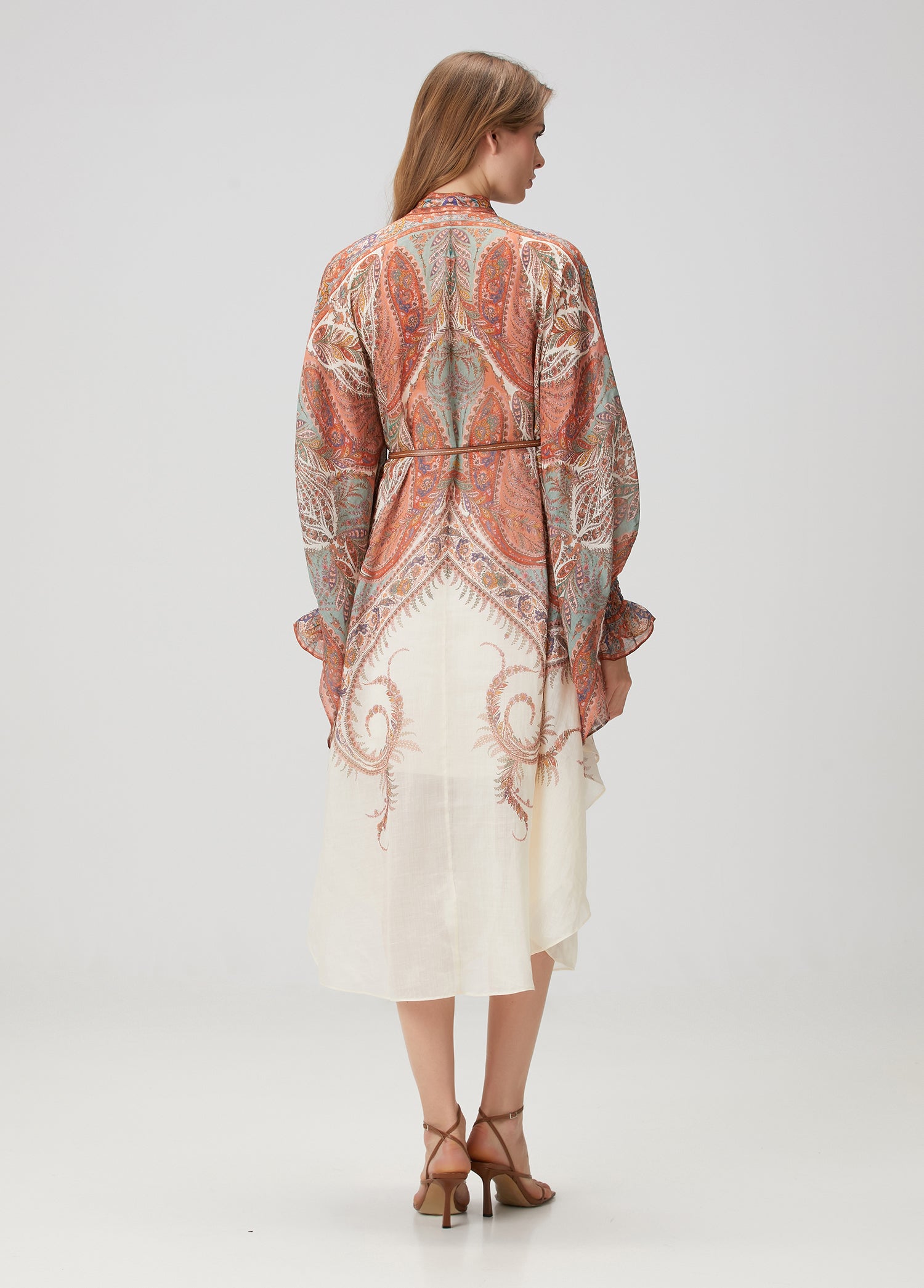 ZIMMERMAN RHIANNON TIE NECK MIDI DRESS - BEYMEN