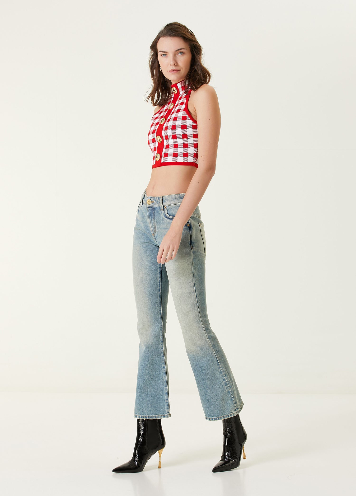 BALMAIN KNIT CROPPED TOP - BEYMEN