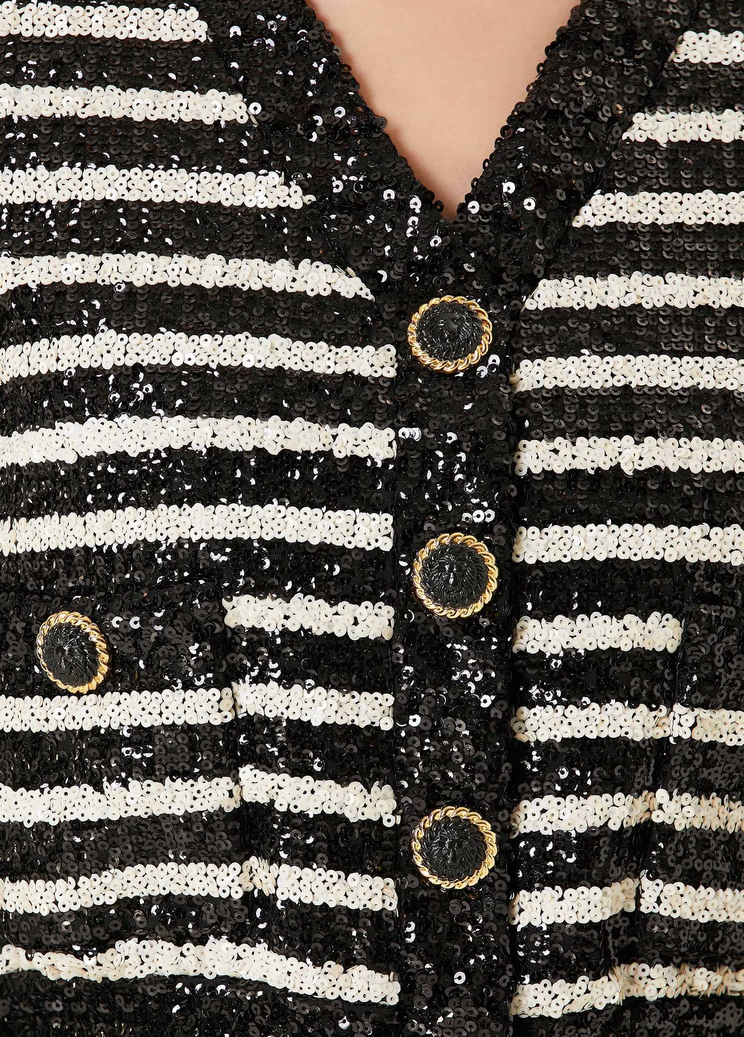 BALMAIN PKT GLITTERED STRIPE JACKET - BEYMEN