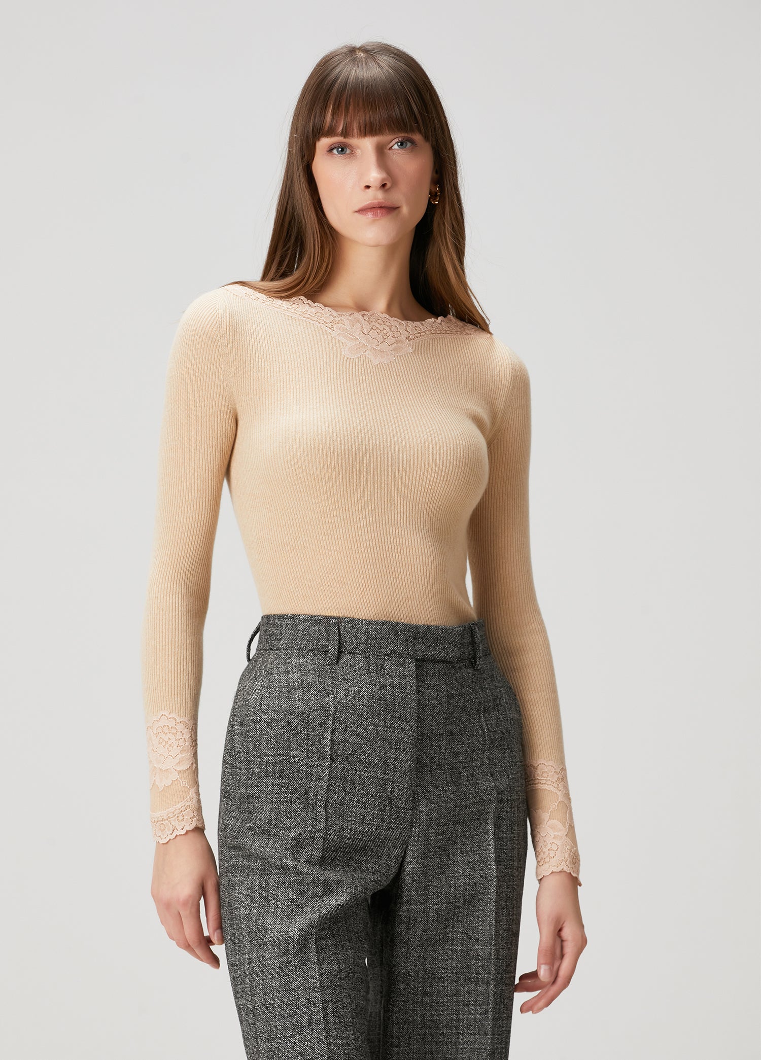 VALENTINO GARAVANI MAGLIA GREY BEIGE CASHMERE - BEYMEN