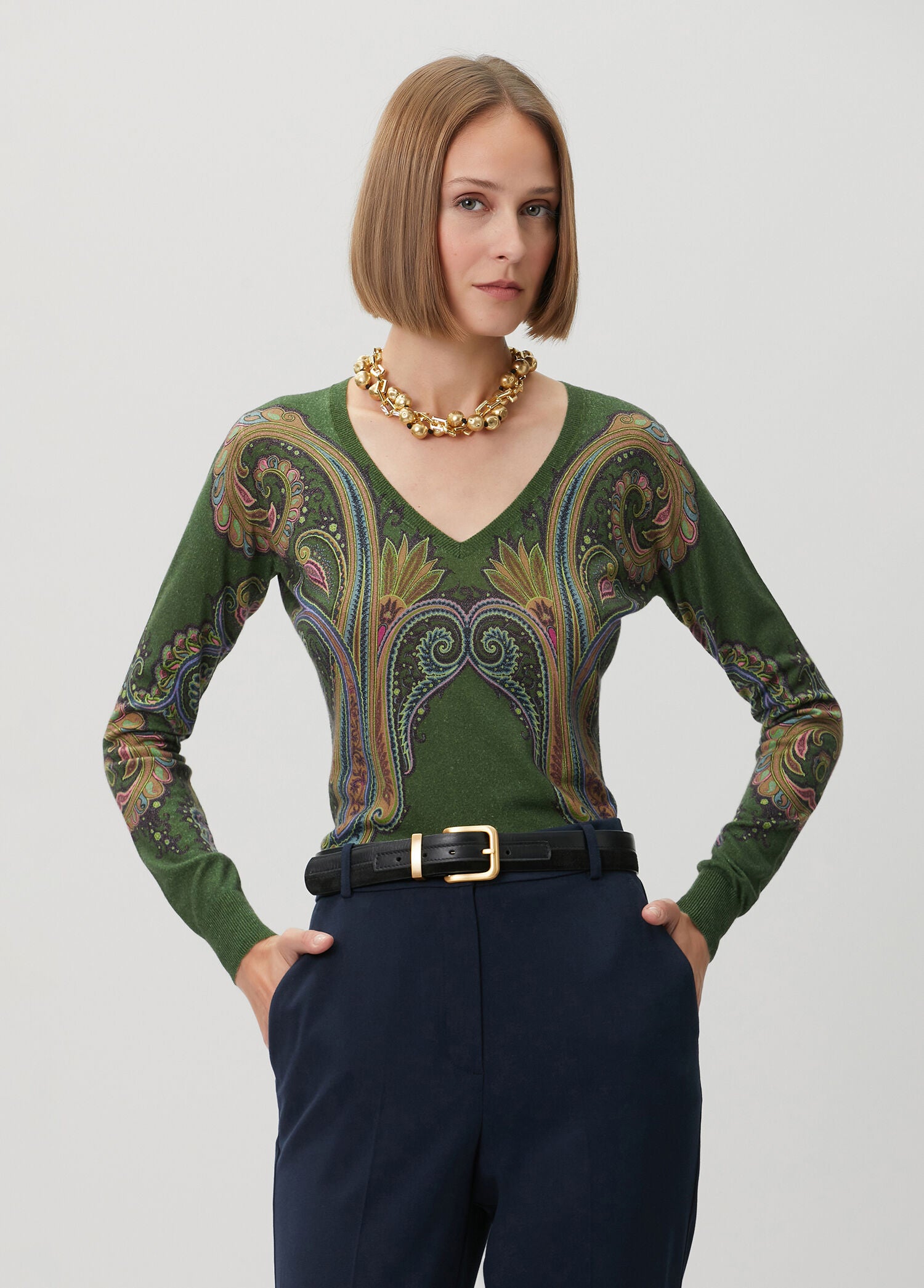 ETRO WOMEN'S V-NECK KNITTED TOP - BEYMEN